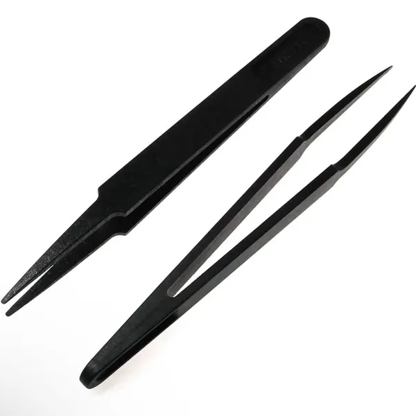 Black_Non-Magnetic_Esd_Safe_Anti-Static_Plastic_Tweezers_(Powdered_Coated)_(Pack_Of_40)