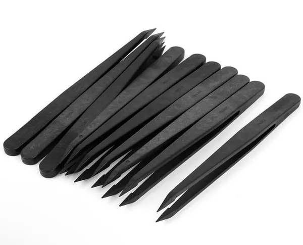 Black_Non-Magnetic_Esd_Safe_Anti-Static_Plastic_Tweezers_(Powdered_Coated)_(Pack_Of_15)