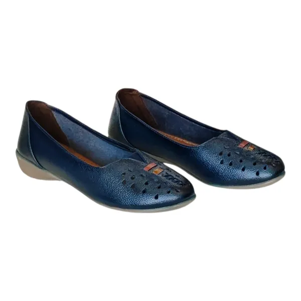 Blue_Pure_Leather_Lightweight_Casual_Flat_Heel_Belly_Shoes_For_Women