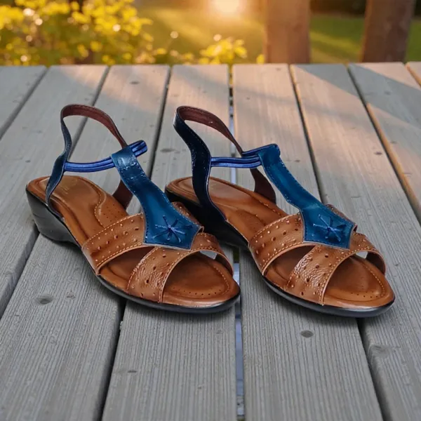 Blue_&_Tan_Pure_Leather_Heel_Sandals_For_Women
