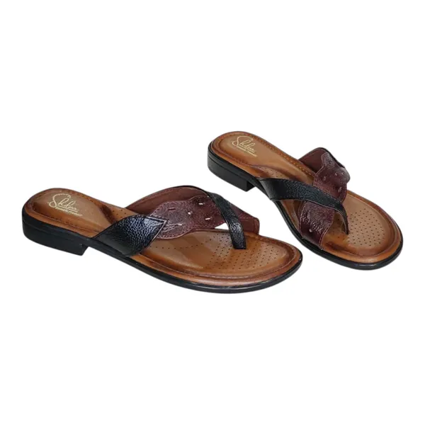 Black_&_Cherry_Pure_Leather_Lightweight__Flat_Chappals_For_Women