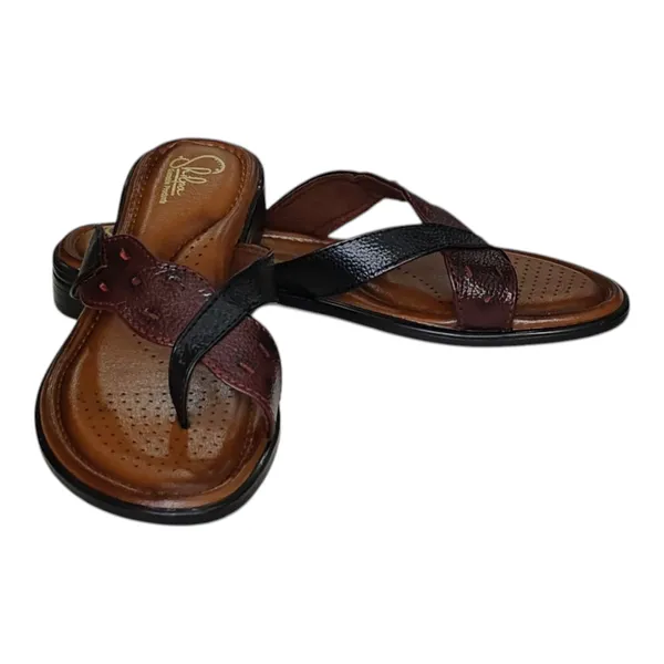 Black_&_Cherry_Pure_Leather_Lightweight__Flat_Chappals_For_Women