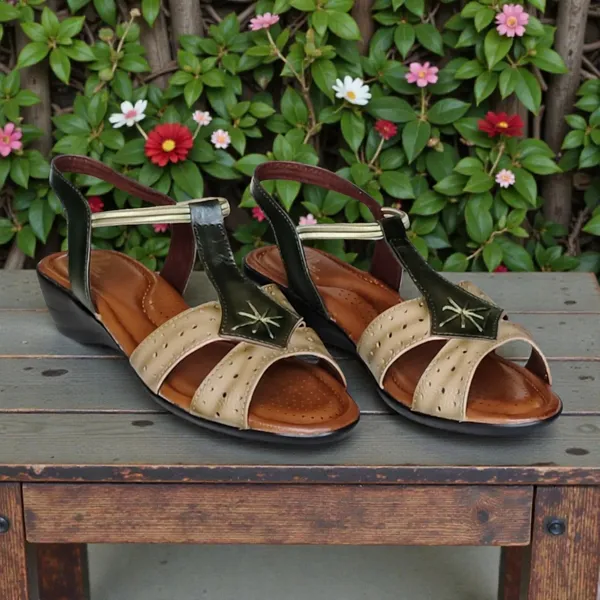 Black_&_Beige_Pure_Leather_Heel_Sandals_For_Women