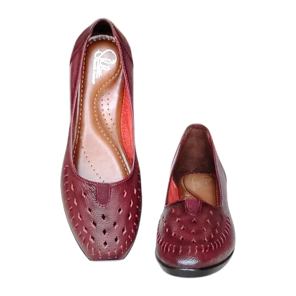 Maroon_Pure_Leather_Heel_Belly_For_Women