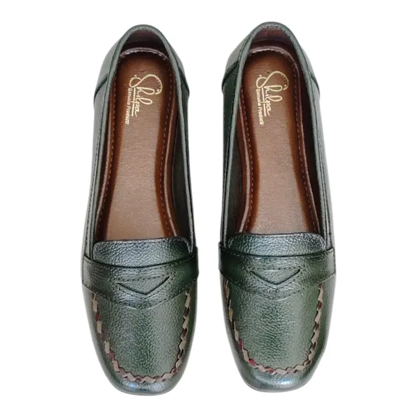 Green____Pure_Leathercomfort__Flat_Heel_Belly_Shoes_For_Women