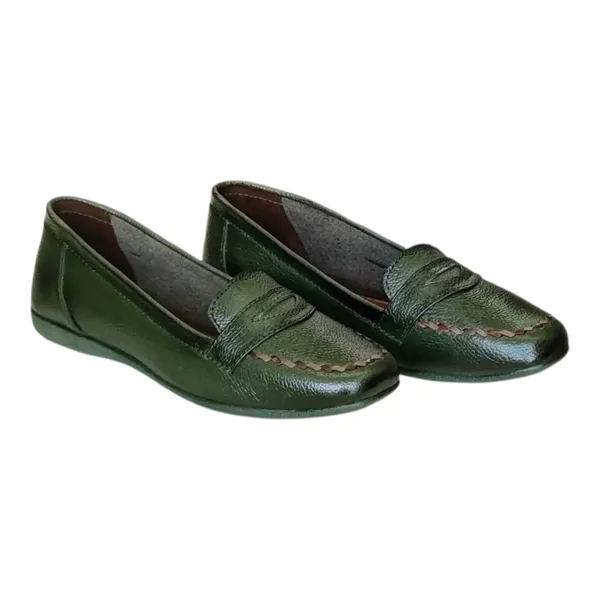 Green____Pure_Leathercomfort__Flat_Heel_Belly_Shoes_For_Women