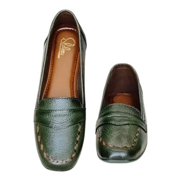 Green____Pure_Leathercomfort__Flat_Heel_Belly_Shoes_For_Women
