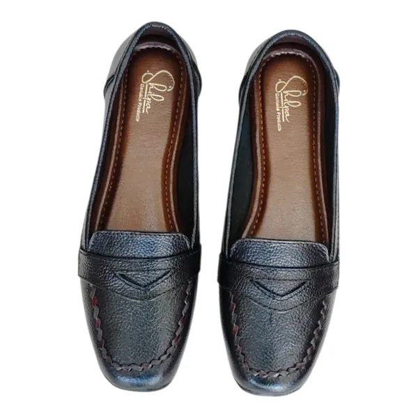 Black__Pure_Leather_Comfort_Flat_Heel_Belly_Shoes_For_Women