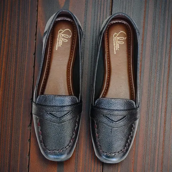 Black__Pure_Leather_Comfort_Flat_Heel_Belly_Shoes_For_Women
