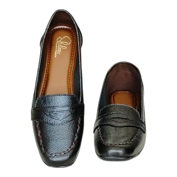 Black__Pure_Leather_Comfort_Flat_Heel_Belly_Shoes_For_Women