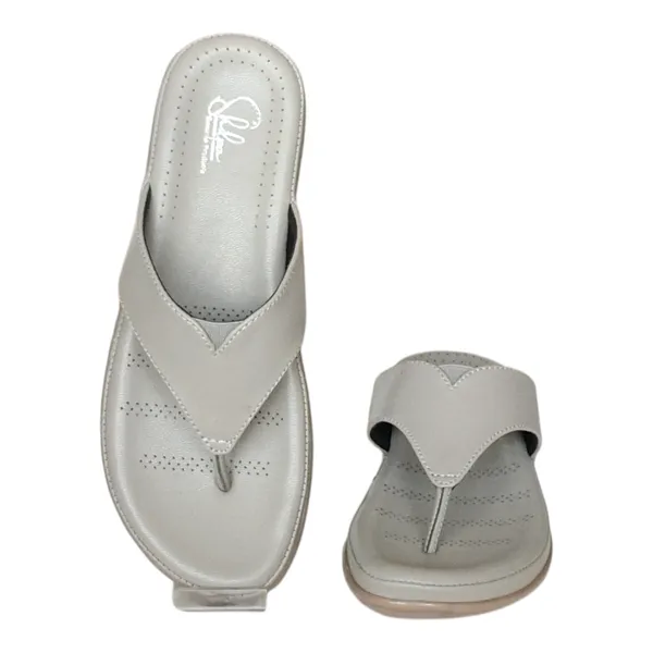 Grey_Pure_Leather_Flat_Heel_Ortho_Chappals_For_Women
