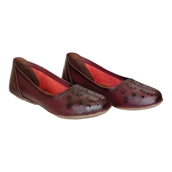 Cherry_Pure_Leather__Elegant_Flat_Heel_Belly_For_Women