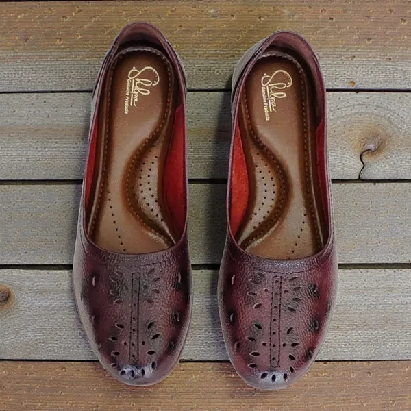 Cherry_Pure_Leather__Elegant_Flat_Heel_Belly_For_Women