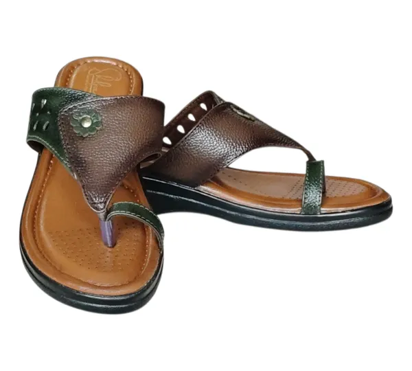 Brown_&_Green_Pure_Leather_Heel_Platform_Sandals_For_Women