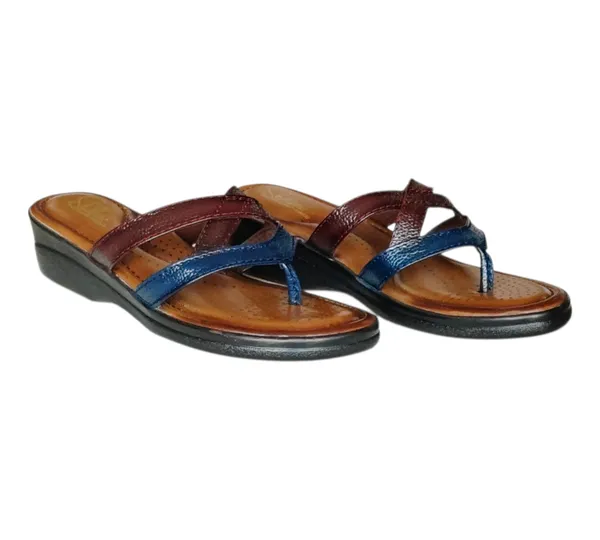 Blue_&_Maroon_Pure_Leather_Heel_Platform_Sandals_For_Women