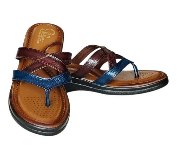 Blue_&_Maroon_Pure_Leather_Heel_Platform_Sandals_For_Women