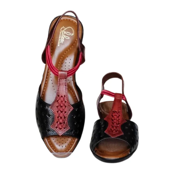 Black_&_Maroon___Pure_Leather_Heel_Sandals_For_Women