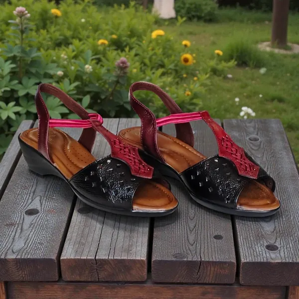 Black_&_Maroon___Pure_Leather_Heel_Sandals_For_Women