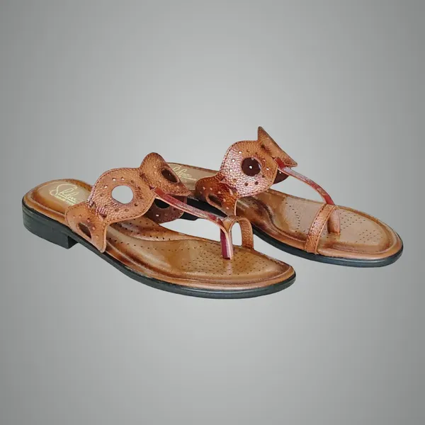 Tan_Pure_Leather_Cushioned_Walking_Flat_Chappals_For_Women
