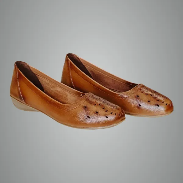 Tan_Pure_Leather_Elegant_Flat_Heel_Belly_For_Women