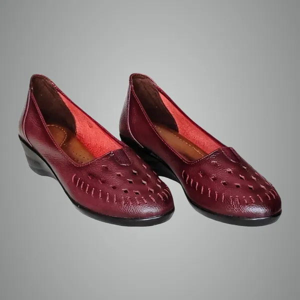 Maroon_Pure_Leather_Heel_Belly_For_Women