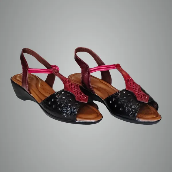 Black_&_Maroon___Pure_Leather_Heel_Sandals_For_Women
