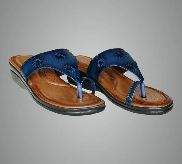 Blue_Pure_Leather_Heel_Platform_Sandals_For_Women