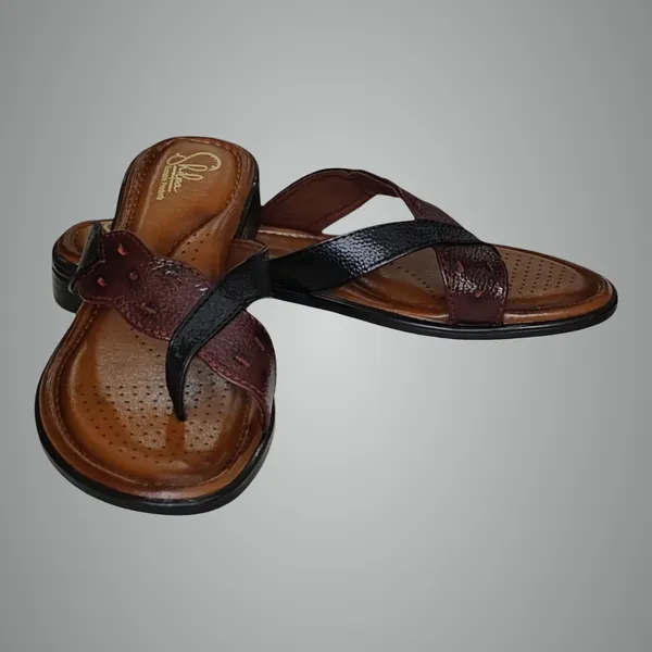 Black_&_Cherry_Pure_Leather_Lightweight__Flat_Chappals_For_Women