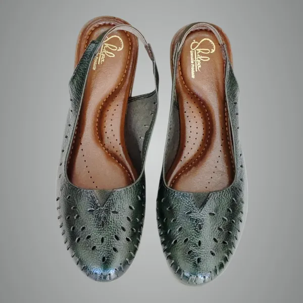 Green___Pure_Leather_Classic_Flat_Heel_Sandals_For_Women