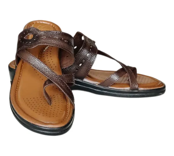 Brown_Pure_Leather_Heel_Platform_Sandals_For_Women