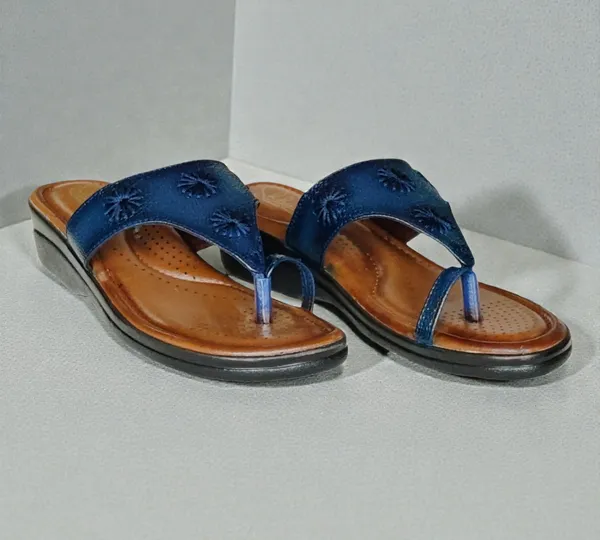 Blue_Pure_Leather_Heel_Platform_Sandals_For_Women