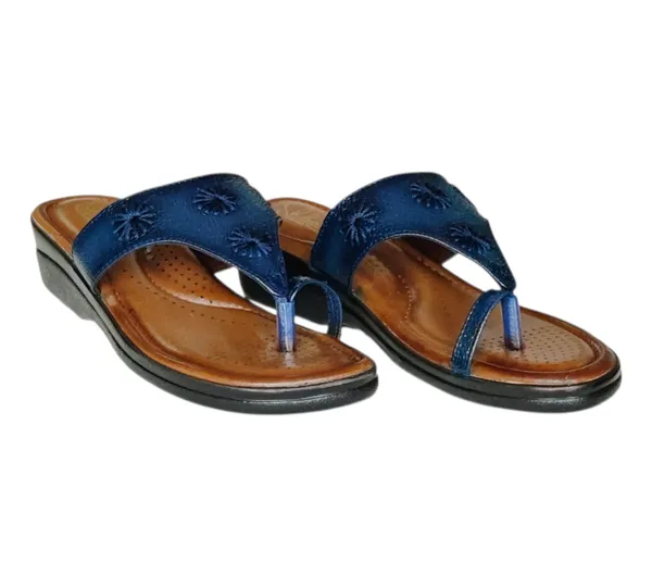 Blue_Pure_Leather_Heel_Platform_Sandals_For_Women