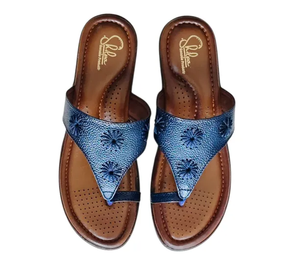 Blue_Pure_Leather_Heel_Platform_Sandals_For_Women