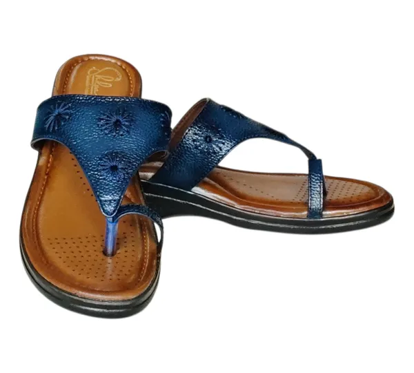Blue_Pure_Leather_Heel_Platform_Sandals_For_Women