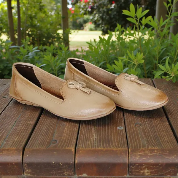 Beige___Pure_Leather_Minimalist__Flat_Heel_Belly_Shoes_For_Women