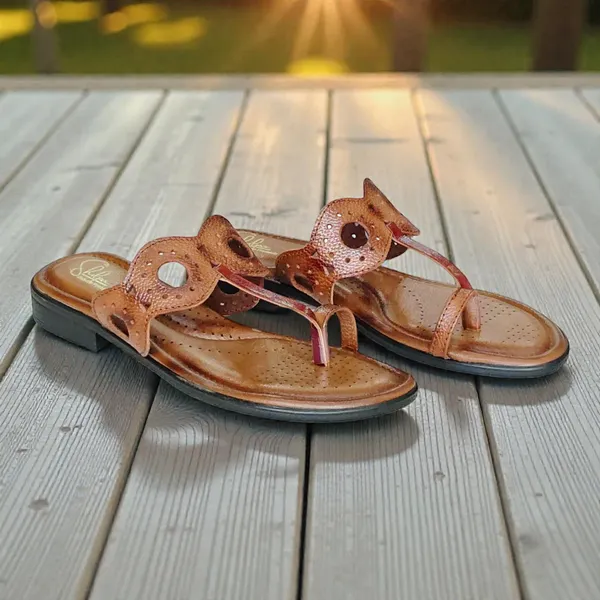 Tan_Pure_Leather_Cushioned_Walking_Flat_Chappals_For_Women