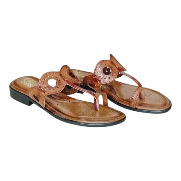 Tan_Pure_Leather_Cushioned_Walking_Flat_Chappals_For_Women