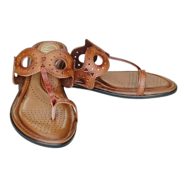 Tan_Pure_Leather_Cushioned_Walking_Flat_Chappals_For_Women