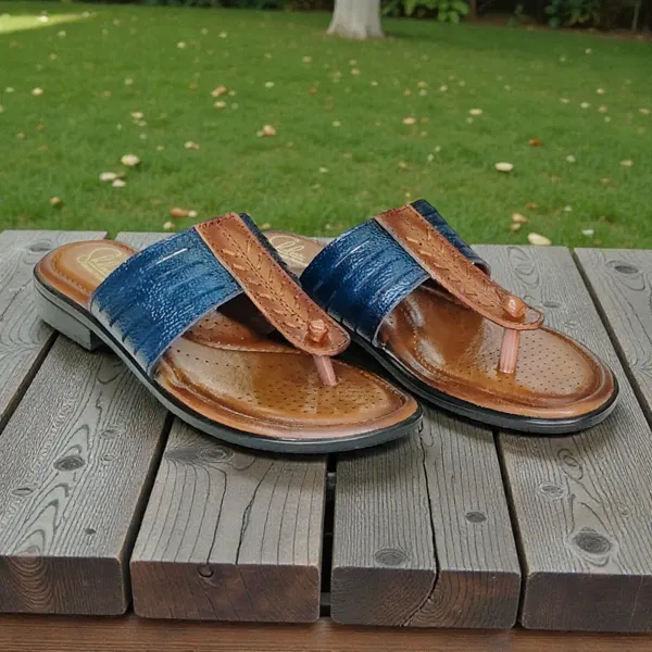 Blue_Pure_Leather_Comfort__Soft_Sole_Flat_Chappals_For_Women