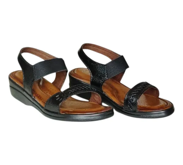 Black__Pure_Leather_Heel_Platform_Sandals_For_Women