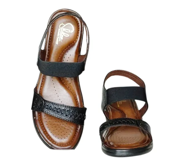 Black__Pure_Leather_Heel_Platform_Sandals_For_Women