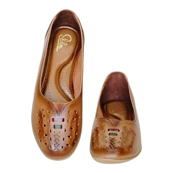 Tan_Pure_Leather_Lightweight_Casual_Flat_Heel_Belly_Shoes_For_Women