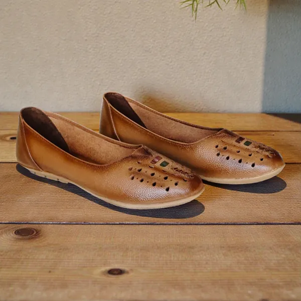 Tan_Pure_Leather_Lightweight_Casual_Flat_Heel_Belly_Shoes_For_Women
