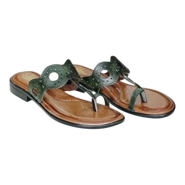 Green_Pure_Leather_Cushioned_Walking_Flat_Chappals_For_Women