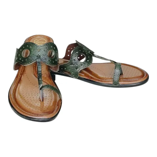 Green_Pure_Leather_Cushioned_Walking_Flat_Chappals_For_Women