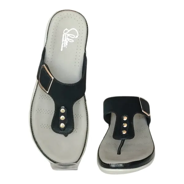 Black_Pure_Leather_Flat_Heel_Ortho_Chappals_For_Women