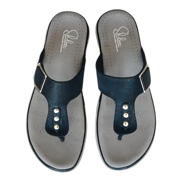 Black_Pure_Leather_Flat_Heel_Ortho_Chappals_For_Women