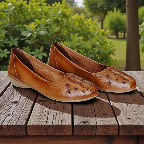 Tan_Pure_Leather_Elegant_Flat_Heel_Belly_For_Women