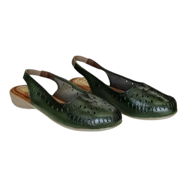 Green___Pure_Leather_Classic_Flat_Heel_Sandals_For_Women
