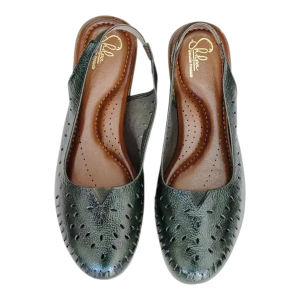 Green___Pure_Leather_Classic_Flat_Heel_Sandals_For_Women
